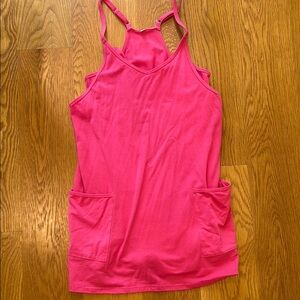 Pink Athletic Dress with Tank Top Sleeves